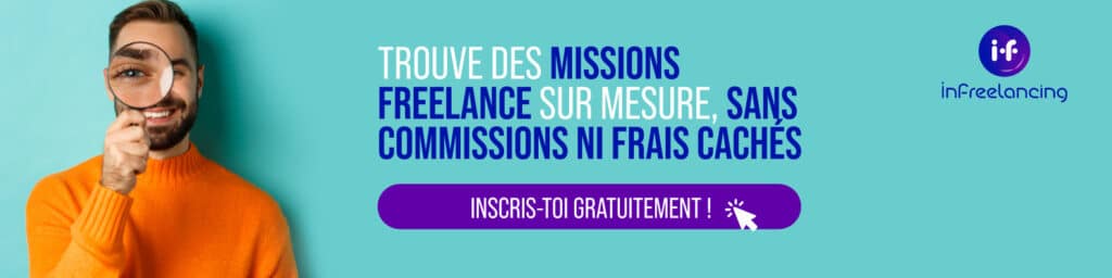 Freelance avec une loupe trouvant sa prochaine mission freelance chez InFreelancing